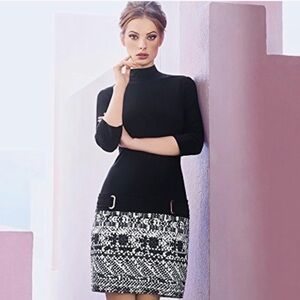 Joseph Ribkoff Black Dress with White Accents Size 10